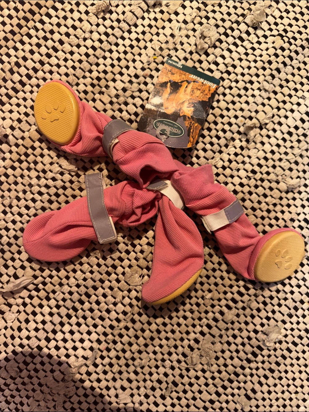 Dog pink rubber Sole Booties with Yellow Grip